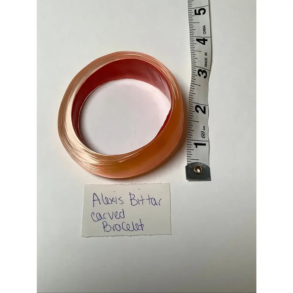Alexis Bittar Orange Carved Lucite Translucent Bangle Bracelet Vintage F17-29